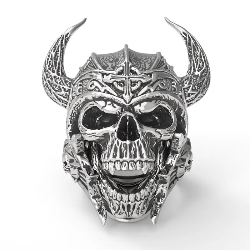 

SECRET BOYS Men's Neo-Gothic Ring Domineering Viking Warrior Skull Horn Helmet Birthday Gift Ring for Men's Party