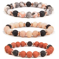 pink zebra stone bracelets for women men aventurine quartzs bracelet lava yoga energy balance meditation bangle vintage jewelry