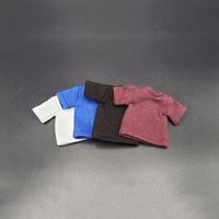 solid color 112 scale round neck t shirt short sleeve vest pant clothes model fit for 6 inches doll action figures toy