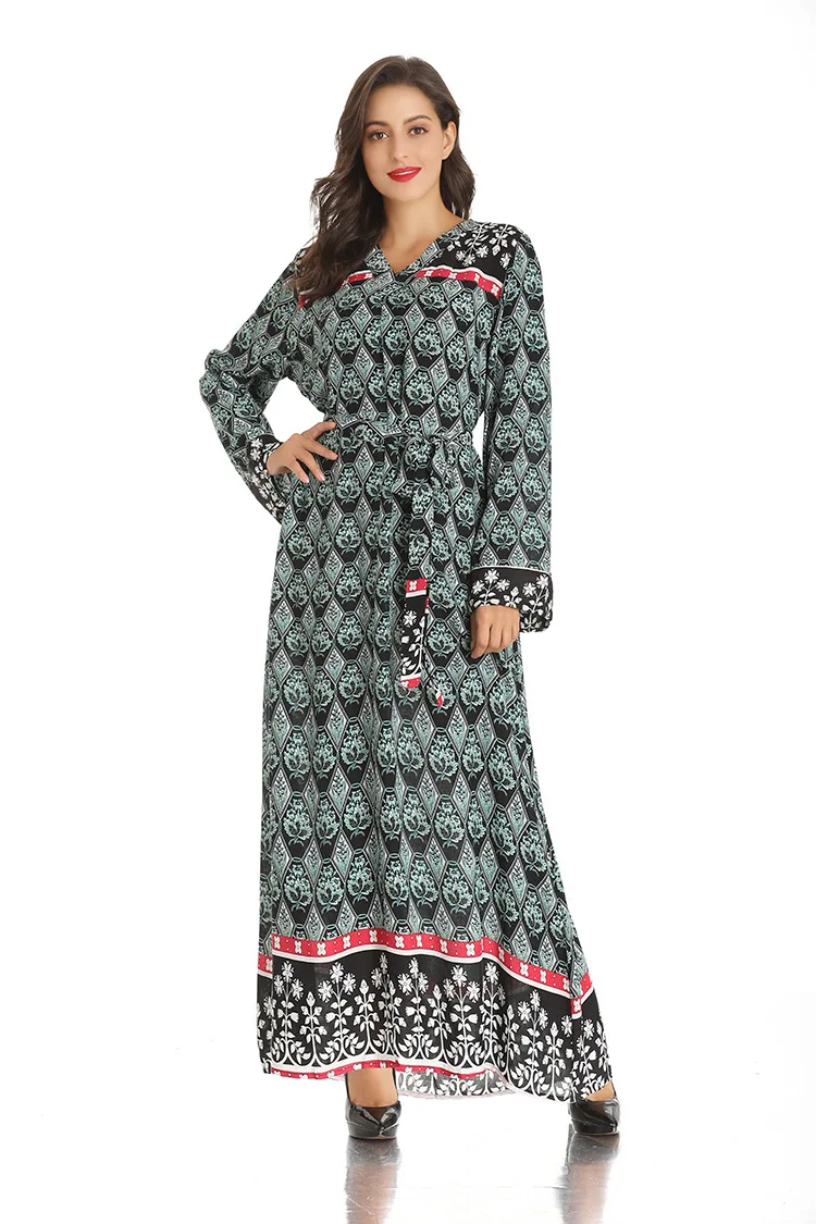 

Hot Selling Muslim Ethnic Style Dress Long Sleeve Women's Spring and Summer Chiffon Women's Summer Dress Muslims Women Dress