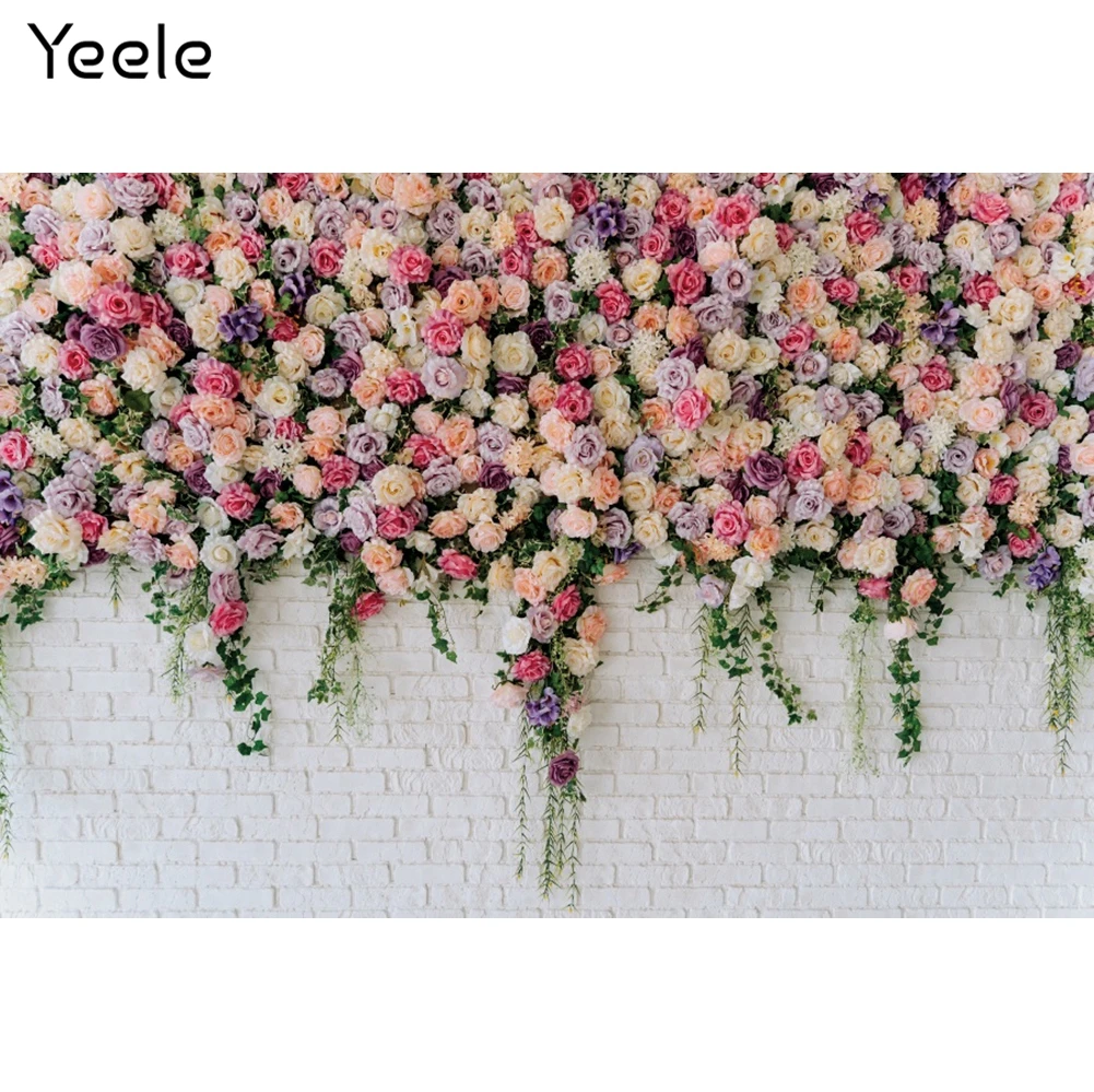 

Фон для фотосъемки Yeele, цветы, кирпичный фон, декор для свадебной вечеринки, портретный фон, реквизит для фотостудии