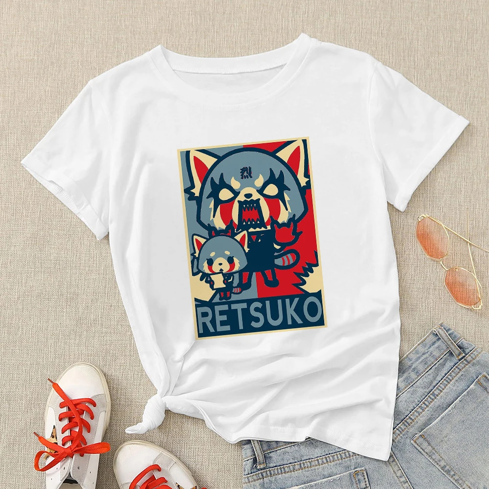 Аниме футболка Aggretsuko Женская корейская мода Молодежная Повседневная 2021 Новинка