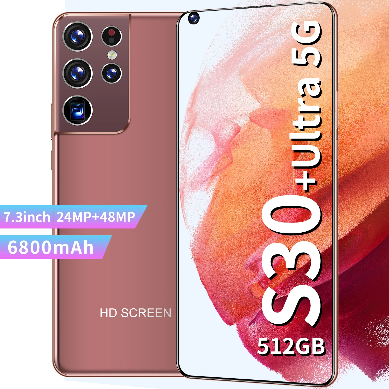 

Galxy S30 Ultra 12GB 512GB 10 Core 6800mAh Andriod 10 Face ID Mobile Cell Phone 7.3 Inch Dual SIM 24+48MP Smart Phone MTK6889