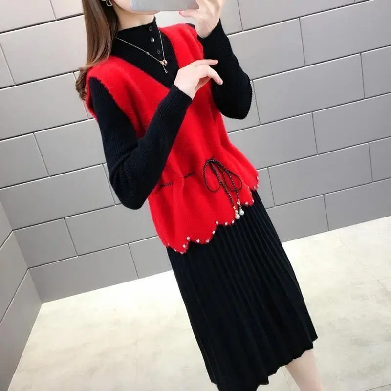 

Two-Piece Suit Women's Sweater Skirt Long Dress Woman Dresses Vestido De Mujer Femme Robe