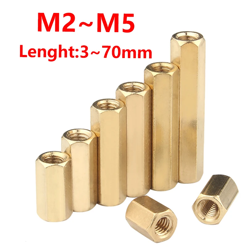 M2 M2.5 M3 M4 M5 двойная Проходная Шестигранная латунная Мужская и Женская Стойка