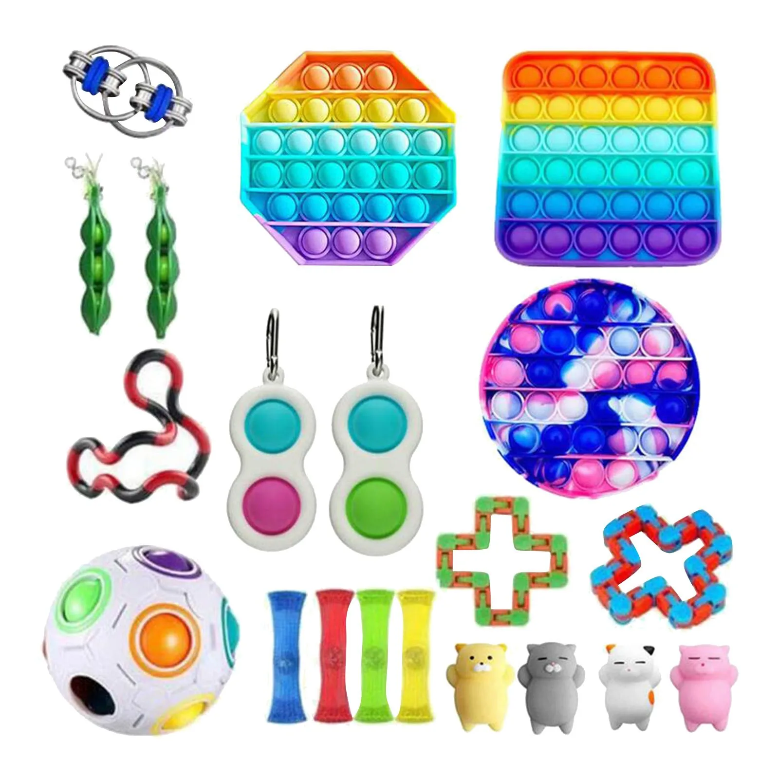 Juego de juguetes sensoriales antiestr&eacute;s para ni&ntilde;os y adultos, juguete antiestr&eacute;s para aliviar el autismo y ansiedad, 20/22/24/30 Uds.-3