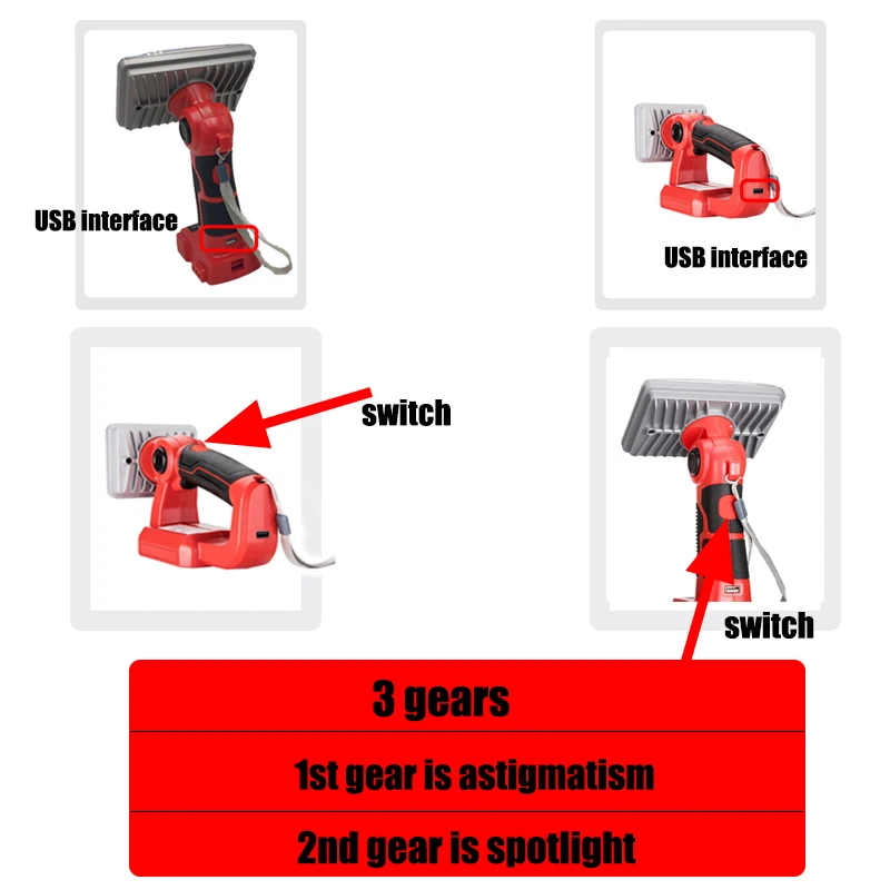 Для аккумулятора Milwaukee 18V и M18 20V Li-Ion: ручная/портативная светодиодная лампа-фонарик для работы на улице с высоким качеством.