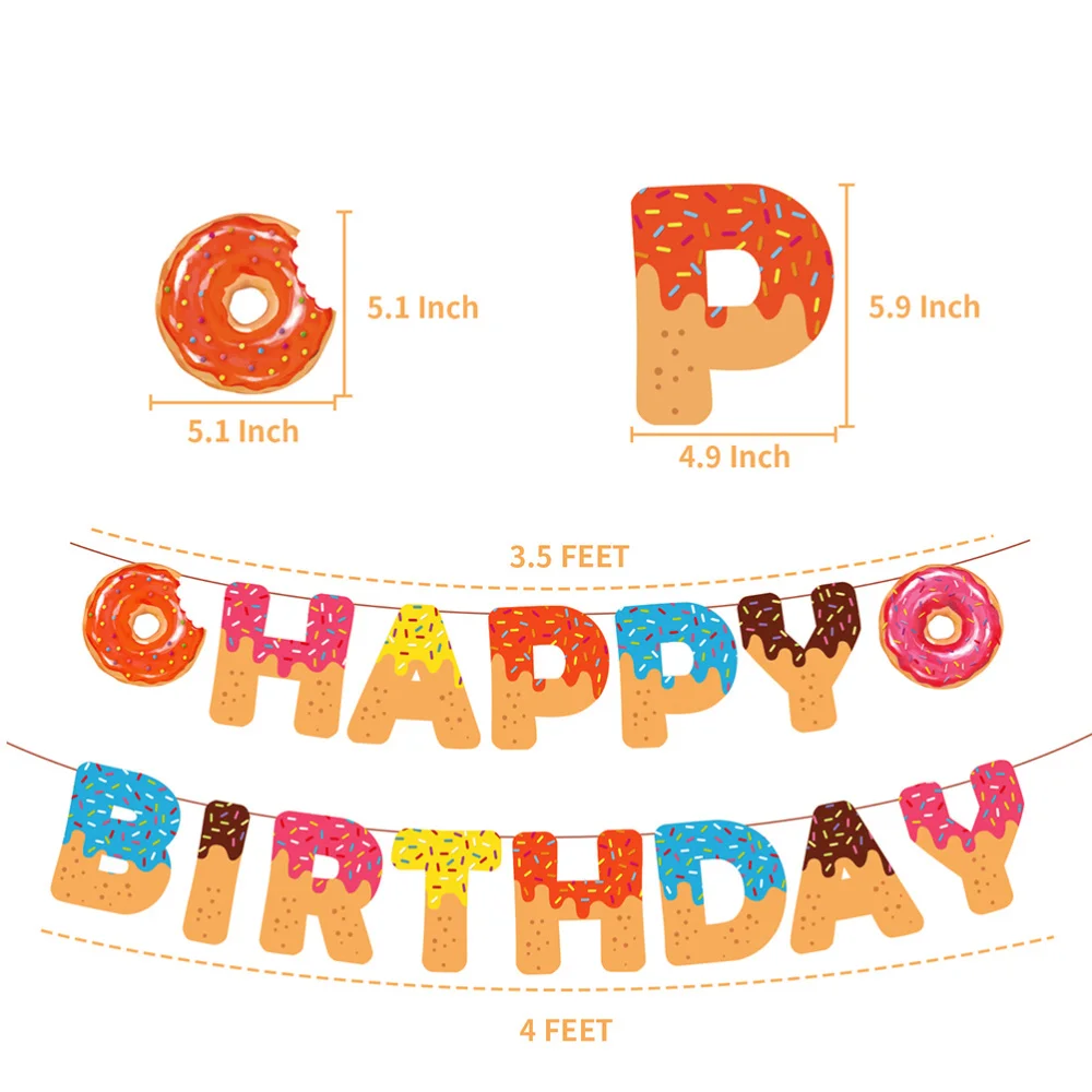 

1 Set Paper Banner Cartoon Doughnut Party Wall Hanging Decoration