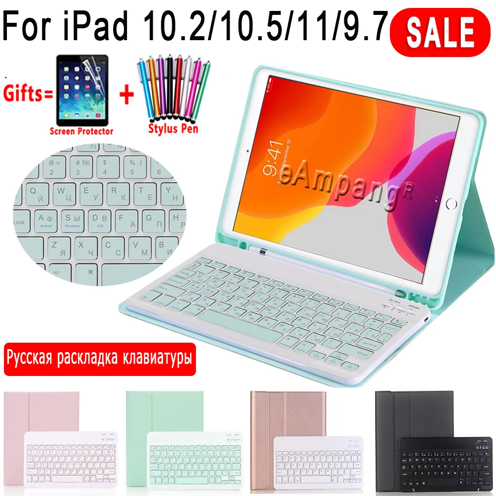 

Чехол с русской клавиатурой для iPad Mini 4 5 2019 9,7 2017 2018 5th 6th Air 1 2 3 2019 3rd Pro 10,5 11 2018 2020 10,2 7th 8th Gen