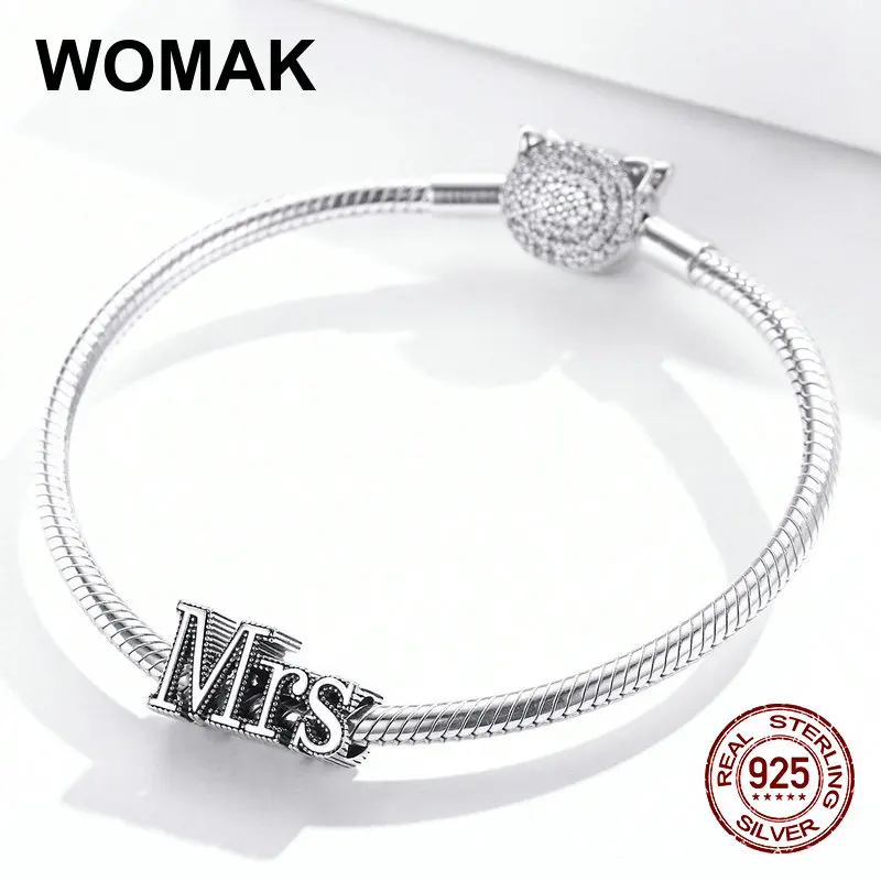 WOMAK 100% Стерлинговое Серебро 925 пробы очаровательные бусины из оксида серебра