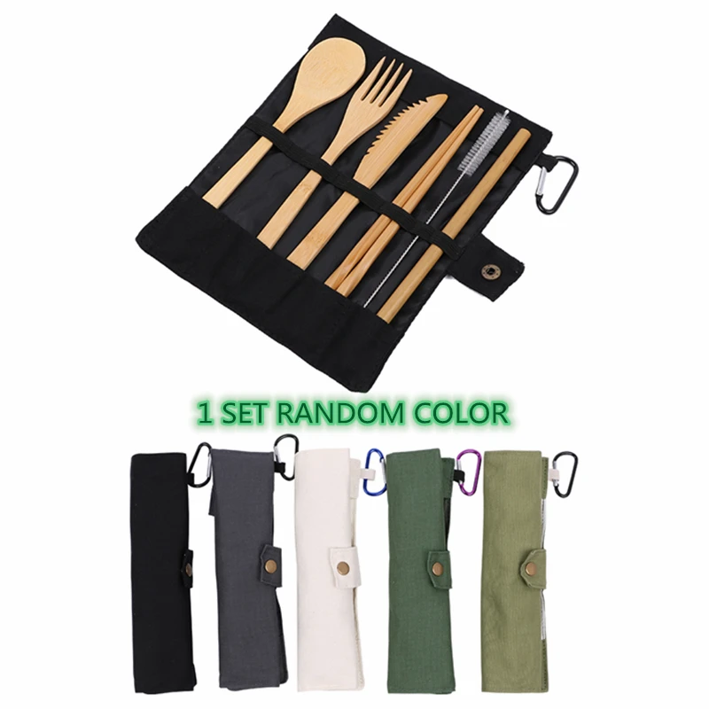 Набор столовых приборов из бамбука комплект деревянных без отходов портативные