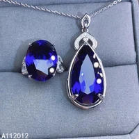 kjjeaxcmy fine jewelry natural sapphire 925 sterling silver fashion girl new pendant necklace chain ring set support test