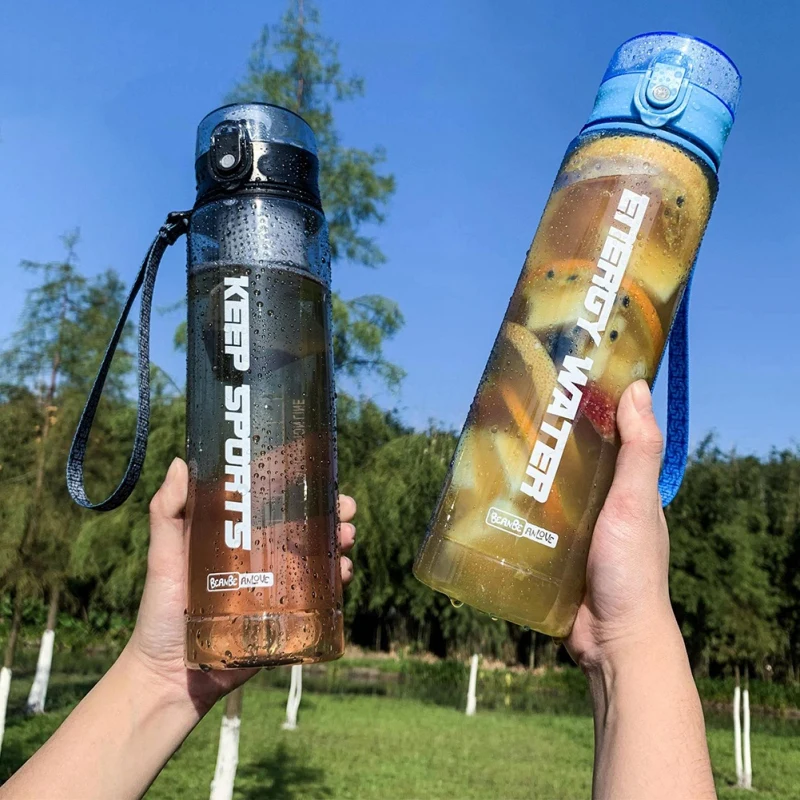 

1000ml Outdoor Water Bottle Without Straw Travel Portable Leakproof Sports Bottles Eco-friendly with Lid Hiking Camping Plastic