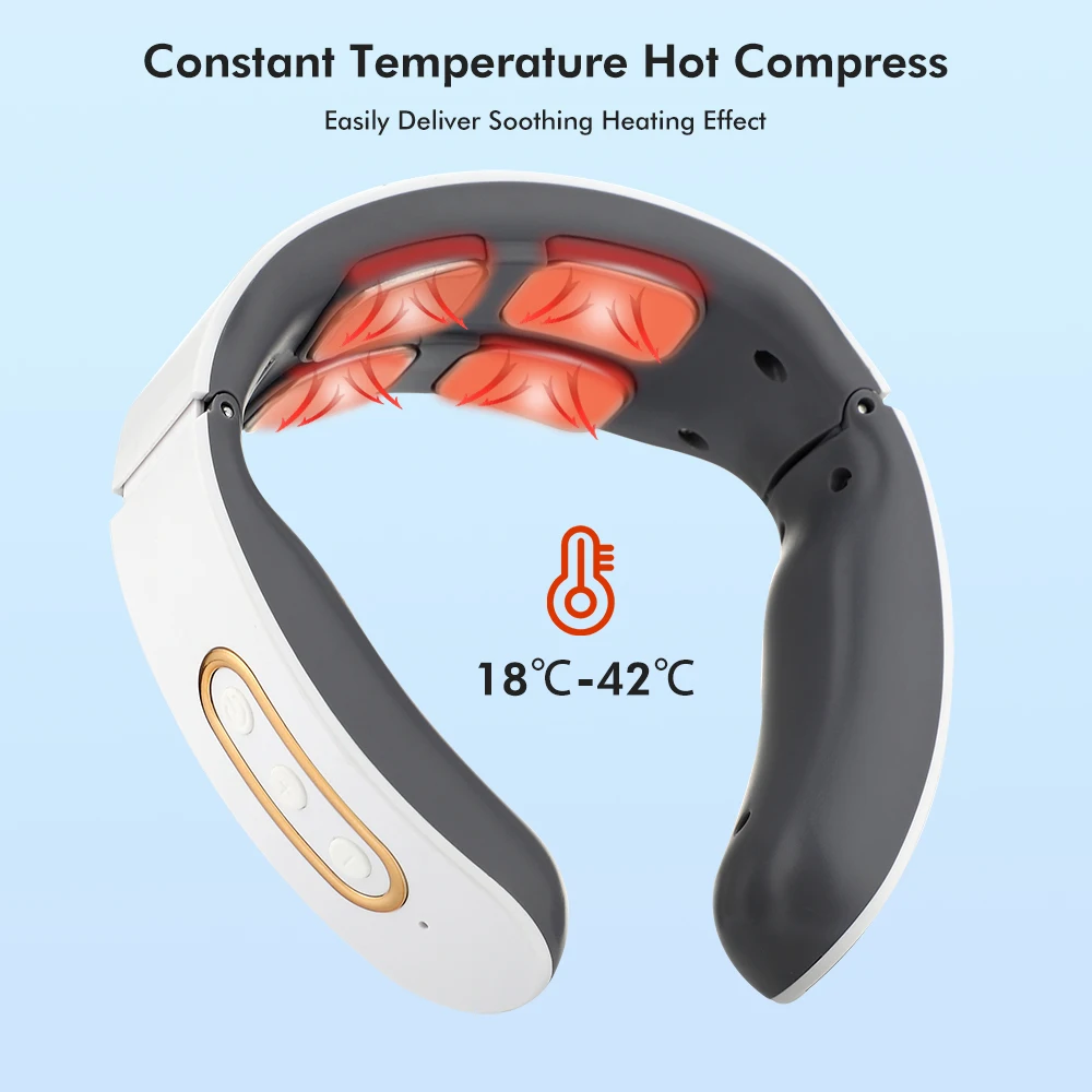 Electric Neck Massager 4D Pulse Heat 6 Modes 9 Strength Levels Micro Current Smart EMS Tissue Trigger Point Massage Home Office | Красота и
