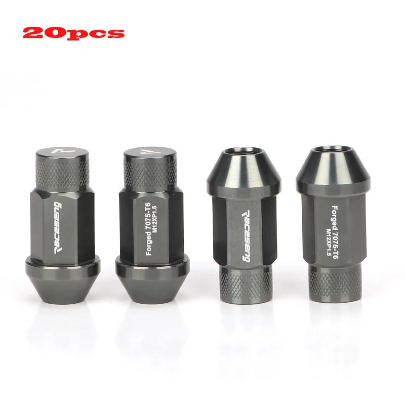 20шт 7075 Алюминиевый сплав кованый светильник гайка колеса, M12* 1,5, M12* 1,25 - Название цвета: 20PCS  gray