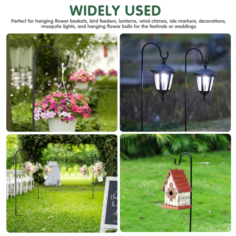 

YARNOW 4PCS Shepherd Hooks Garden Stakes Plant Lanterns Hanger Hanging Hook