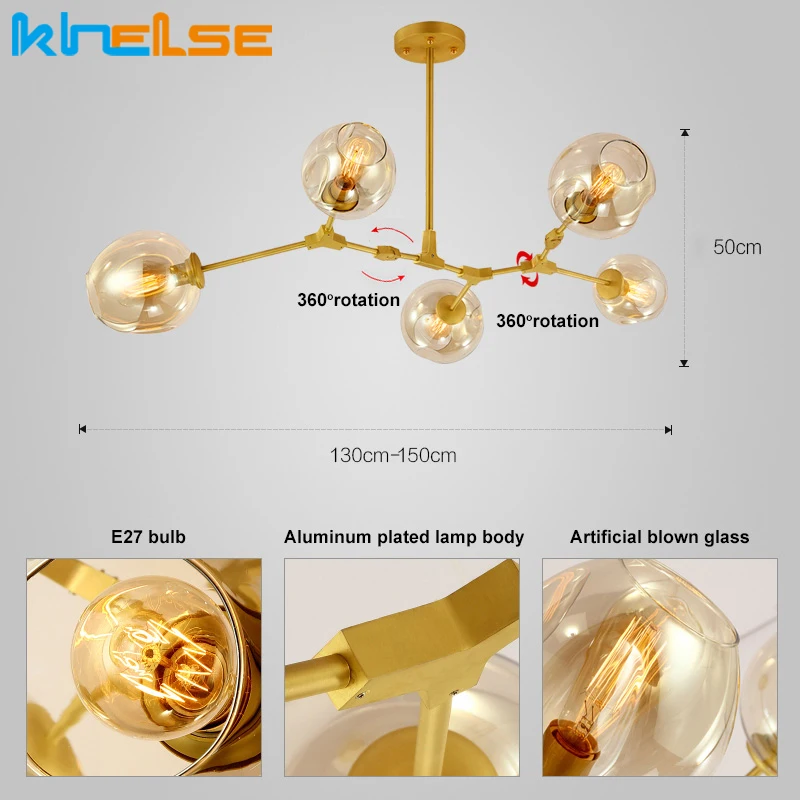 Современный стеклянный подвесной светильник для гостиной спальни Домашний