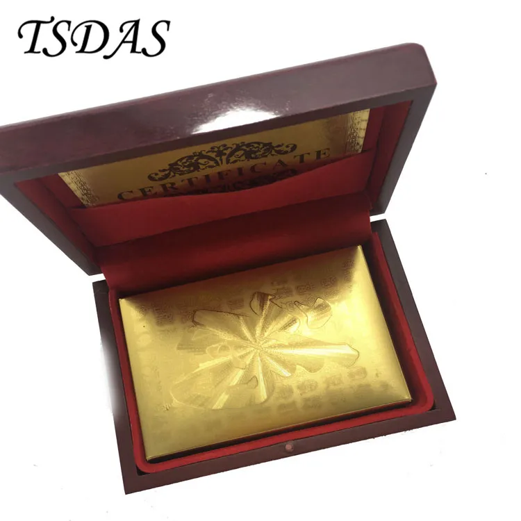 Карты с золотым покрытием деревянной коробкой и сертификатом 54 шт./компл. фу