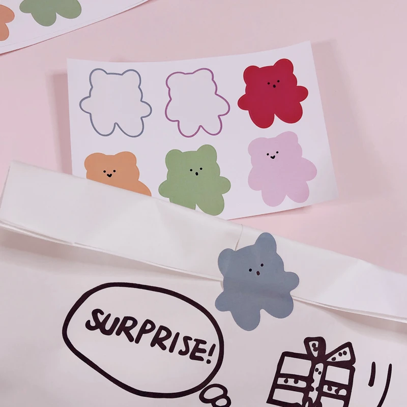 6 шт./лот мультяшный милый корейский стиль Ins мягкий медведь конфеты наклейка