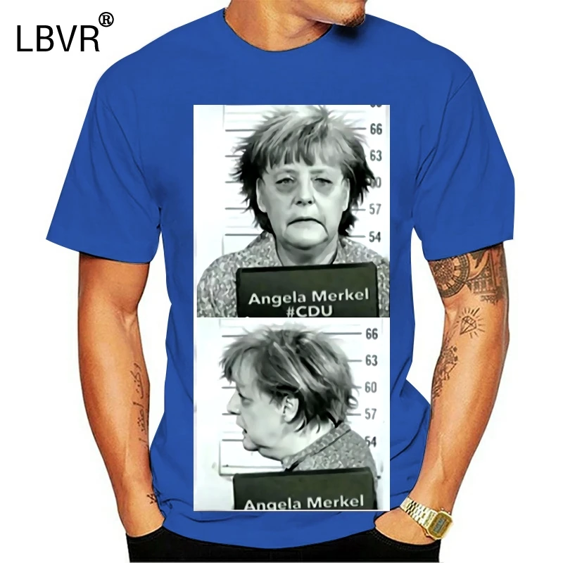 Angela Merkel футболка Fahndungsfoto Mugshot Nsa Nato Eu A176 Мужская брендовая одежда наивысшего