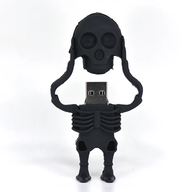 Забавный Скелет USB флеш накопители черный череп ручка привод 128 ГБ 256 Гб карта
