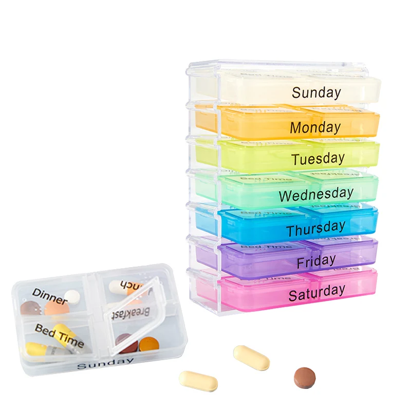 

28 Compartments Multifunction Medicine Cases Weekly Pills Box Container Organizer For Healthy Care Pill Box Tool For Remind