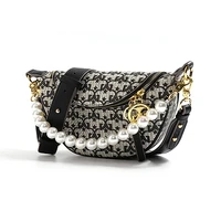 new luxury fahion original designer g printed ladies bag classic small half moon portable retro handbags for women with pearl