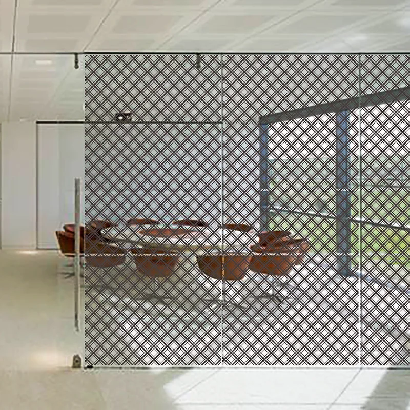 Декоративная оконная пленка Sunice в черную клетку стикер из ПЭТ стекла защита