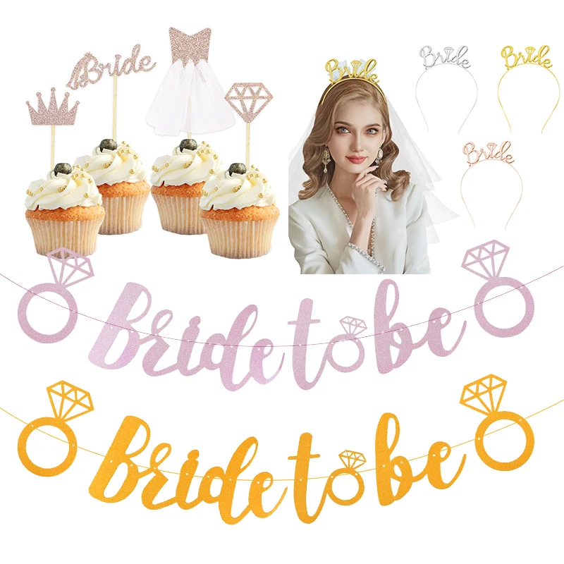 

Rose Gold Bride To Be Banner Garland For Wedding Decoration DIY Paper Craft Bridal Decor Accessories Wedding Engagement Ornament