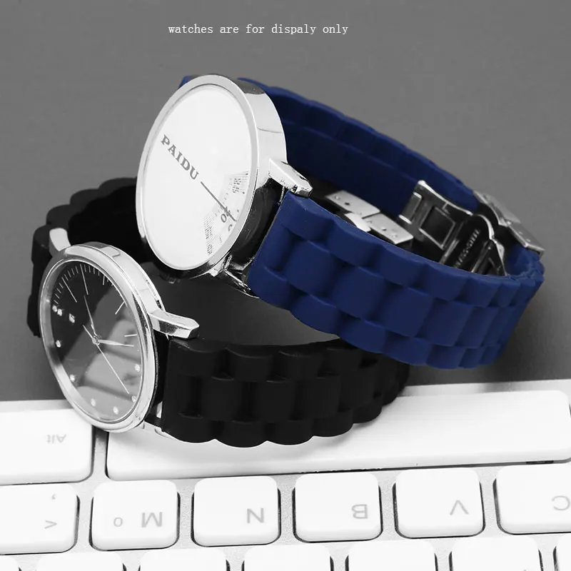 Soft Silicone Watchband Black Red Blue Orange Brown Wristband With Butterfly Buckle Replacement Belt For Men And Women | Наручные часы