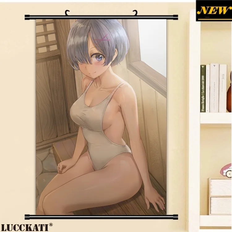 40X60 см Re Zero Re: Zero Kara Hajimeru Isekai Seikatsu Rezero Rem Сексуальная лоли, нарисованная аниме прокрутка, холст, постер