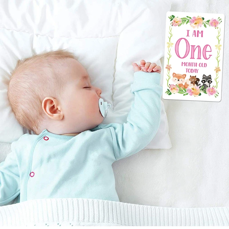 

12 x Baby Photo Moment Cards Baby Shower Unisex Boy Girl Photo Keepsake Memory Landmark Boho Gender Neutral