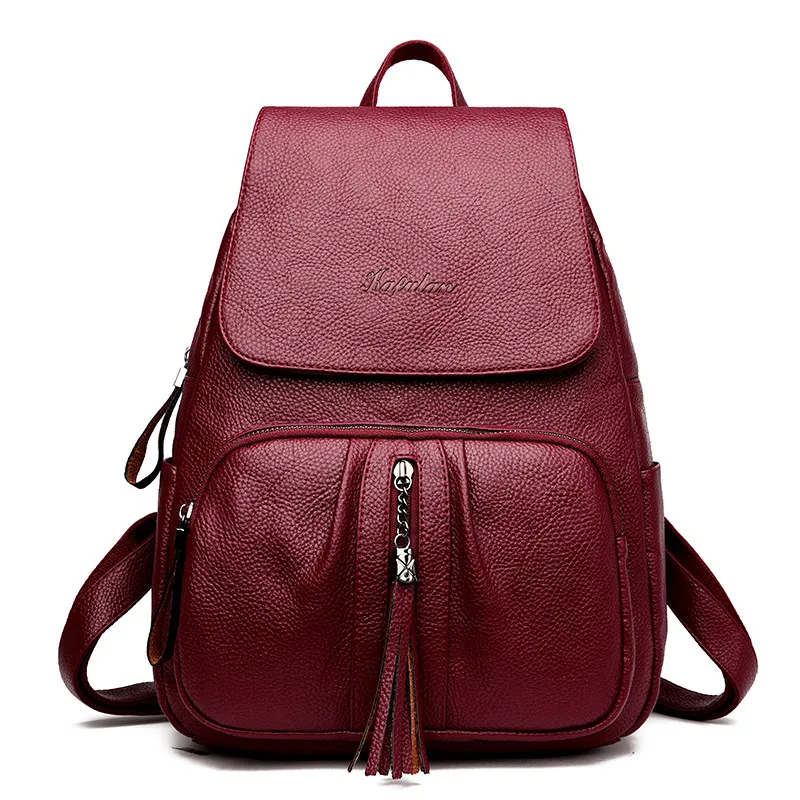 Женский кожаный рюкзак с кисточками женские школьные сумки на плечо для девочек