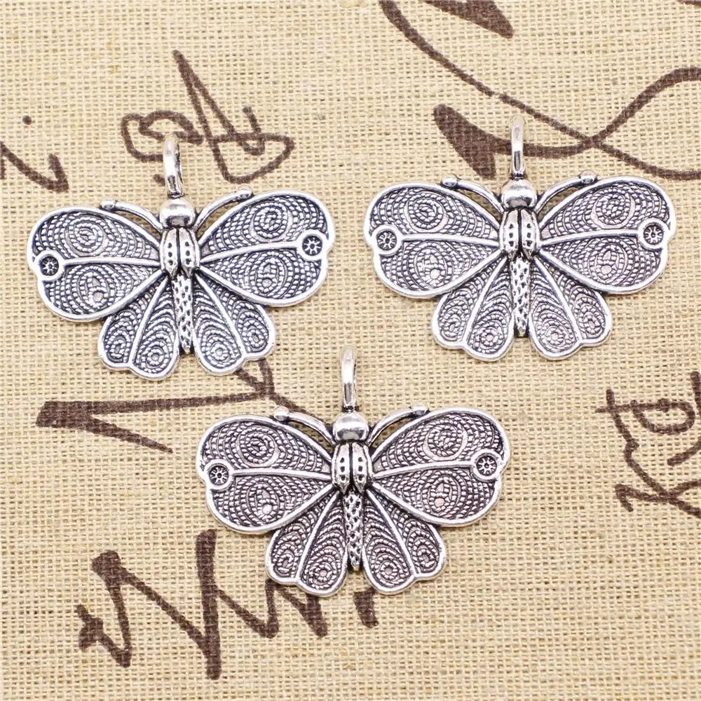 

Supplies For Jewelry Making 5pcs 41x31mm Antique Silver Color Butterfly Charms