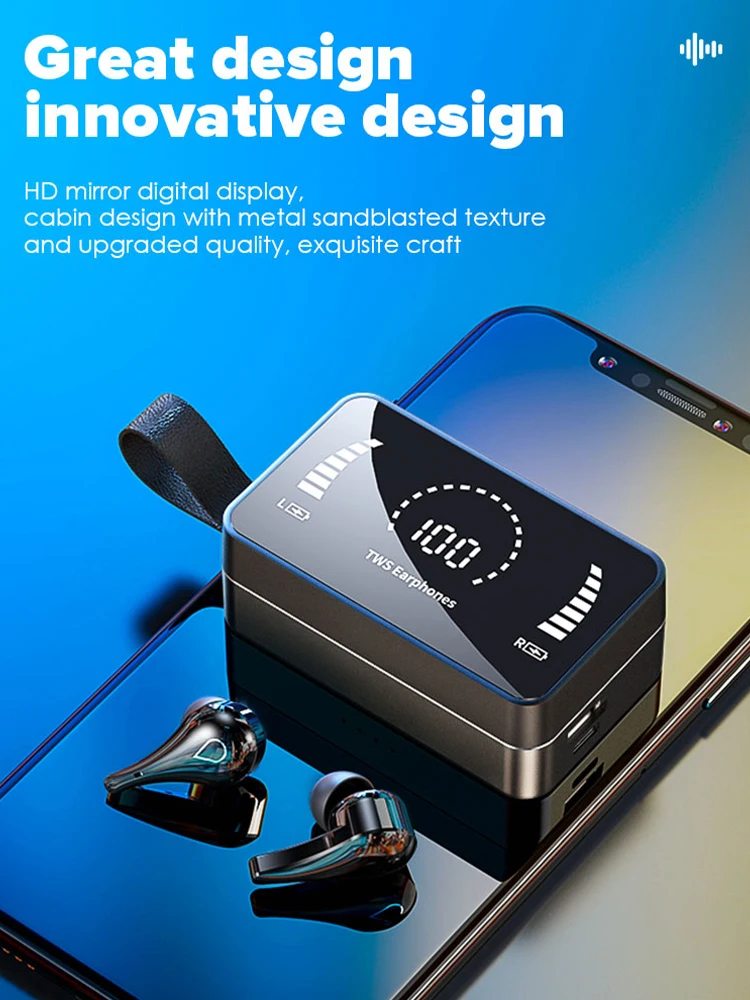 

Наушники-вкладыши TWS Bluetooth наушники Водонепроницаемый Беспроводной сенсорный Управление Игровые наушники с светодиодный цифровой Дисплей ...