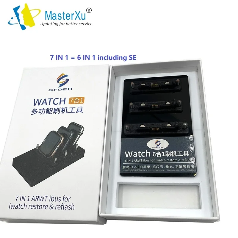 

MasterXu 6 in 1 iBUS AWRT Adapter Restore Tool Box Repair For iWatch S1 S2 S3 S4 S5 S6 38mm 42mm 40mm 44mm
