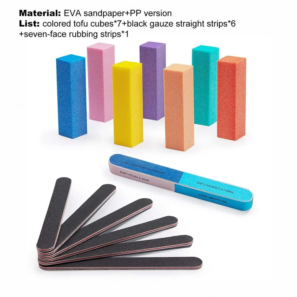 

50% Hot Sale 14Pcs/Set Nail Polishing File Frosted DIY Colorful Manicure Buffers File Polish Sanding Tool for Salon