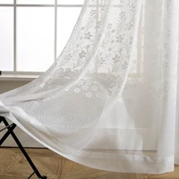 simple modern window screening fabric tulle for living room bedroom finished white jacquard design voile