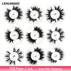 Бесплатная DHL 100 пар ресниц 3D норковые ресницы ручной работы норковые драматические ресницы безжалостные ресницы многоразового применения Мягкие Накладные ресницы оптом