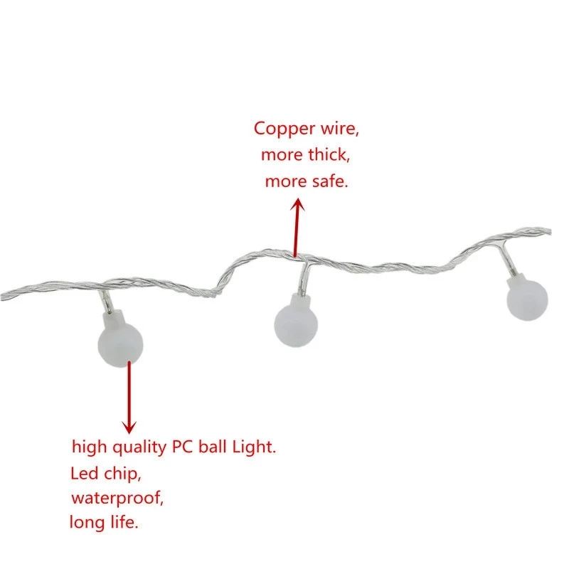 

Holiday String Lights Led Festoon Round Ball Garland Christmas Lights Indoor Lighting for Home Wedding Party Ramadan Decoration