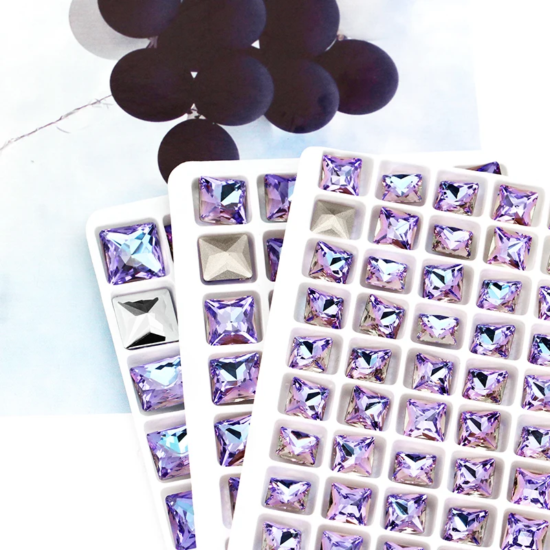 Блестящие квадратные Стразы с острым основанием для принцессы 8/10/12 мм стразы K9