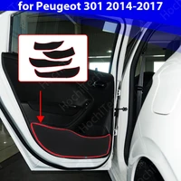 door inside guard accessories protective mat protection carpet car door anti kick pad sticker for peugeot 301 2014 2017