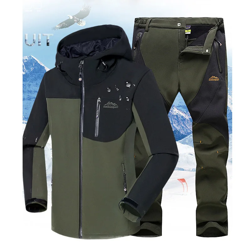 Зимняя мужская походная куртка + штаны профессиональный рыболовный костюм с