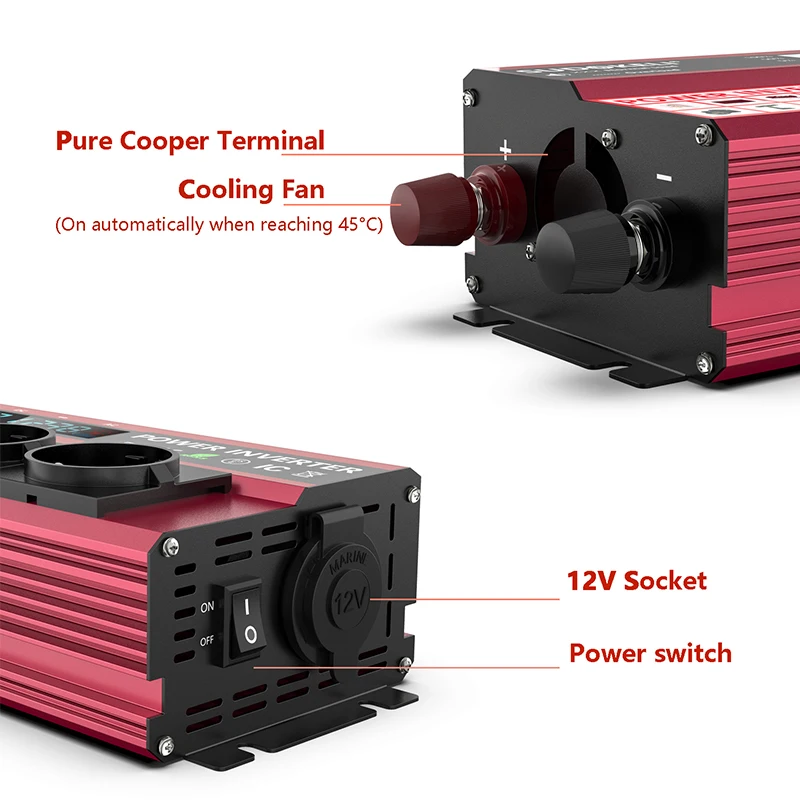 Автомобильный инвертор 12V 24V 2000W Инвертор Трансформатор напряжения DC12V от acsmart 220V преобразователь 4 USB светодиодный дисплей дома