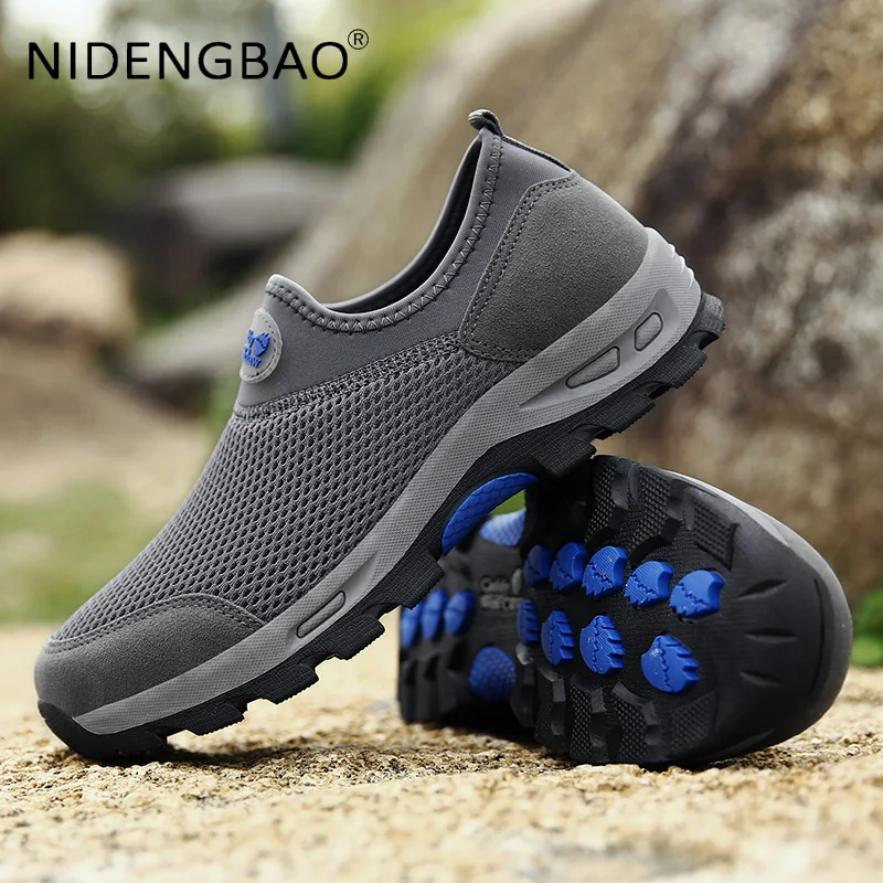 Mens Sneakers Walking Shoes Summer Mesh Breathable Comfortable Outdoor Trekking Loafers Male Casual Trainers Tenis Masculino