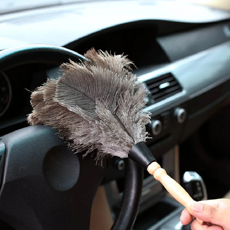 

High Feather Fur Brush Duster Dust Cleaning Tool Wooden Handle Anti-static Soft For Home LG66