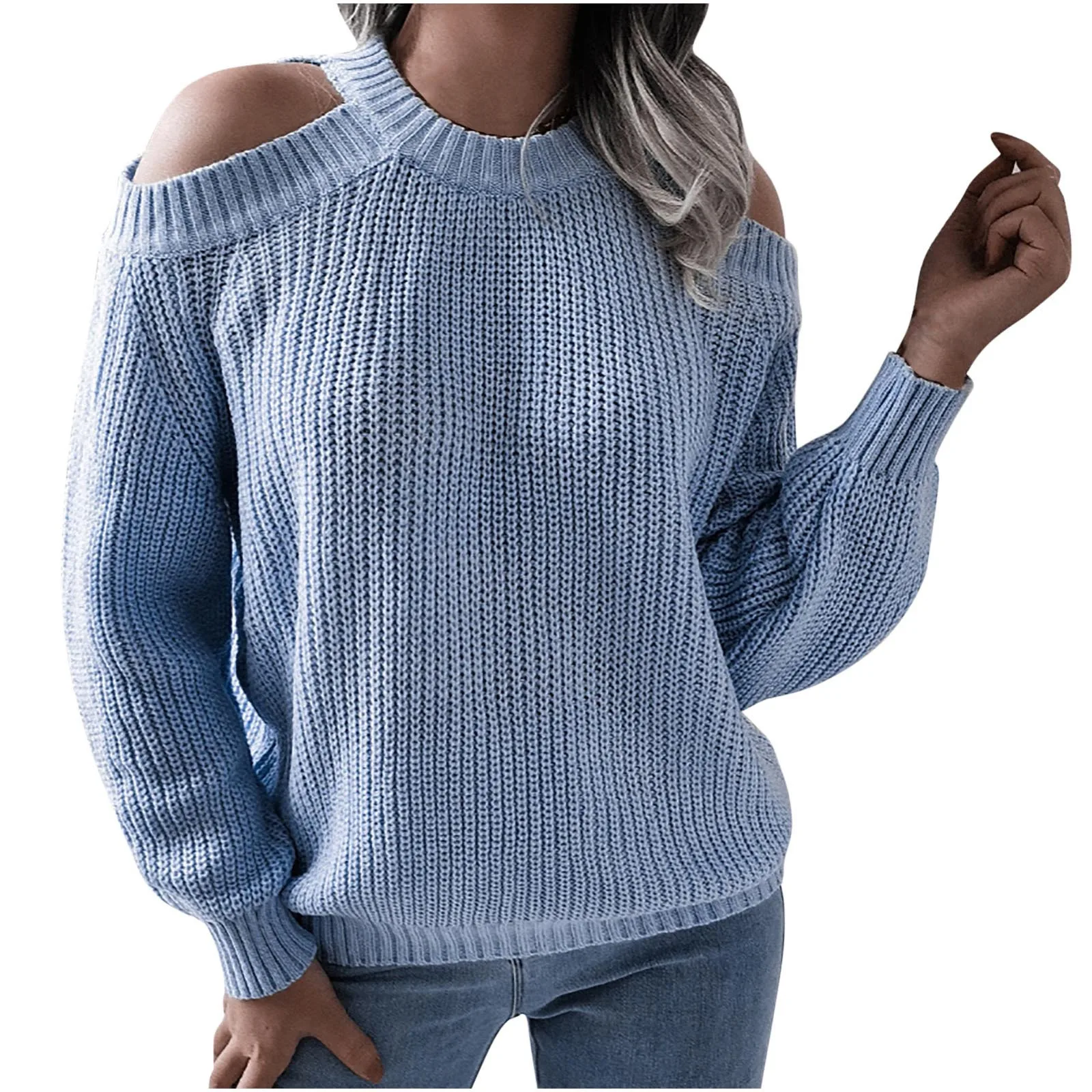 

Зимний свободный Свитер, Женский джемпер в Корейском стиле колледжа, повседневный Свободный вязаный Свитер с длинным рукавом и открытыми п...