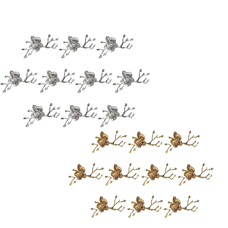 

10Pcs Plum Blossom Branch Design Napkin Holder Napkin Ring Western Towel Ring Hotel Table Decoration