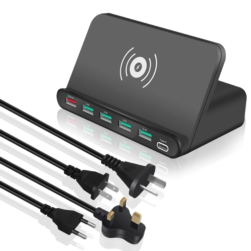 Зарядное устройство с несколькими usb-портами QC3.0 usb зарядная док-станция 10 Вт Qi