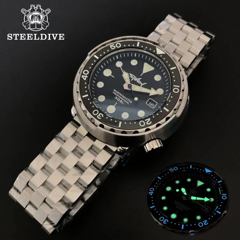 Сталь погружения Новый тунец консервированный 300 м Pro для дайвинга Часы